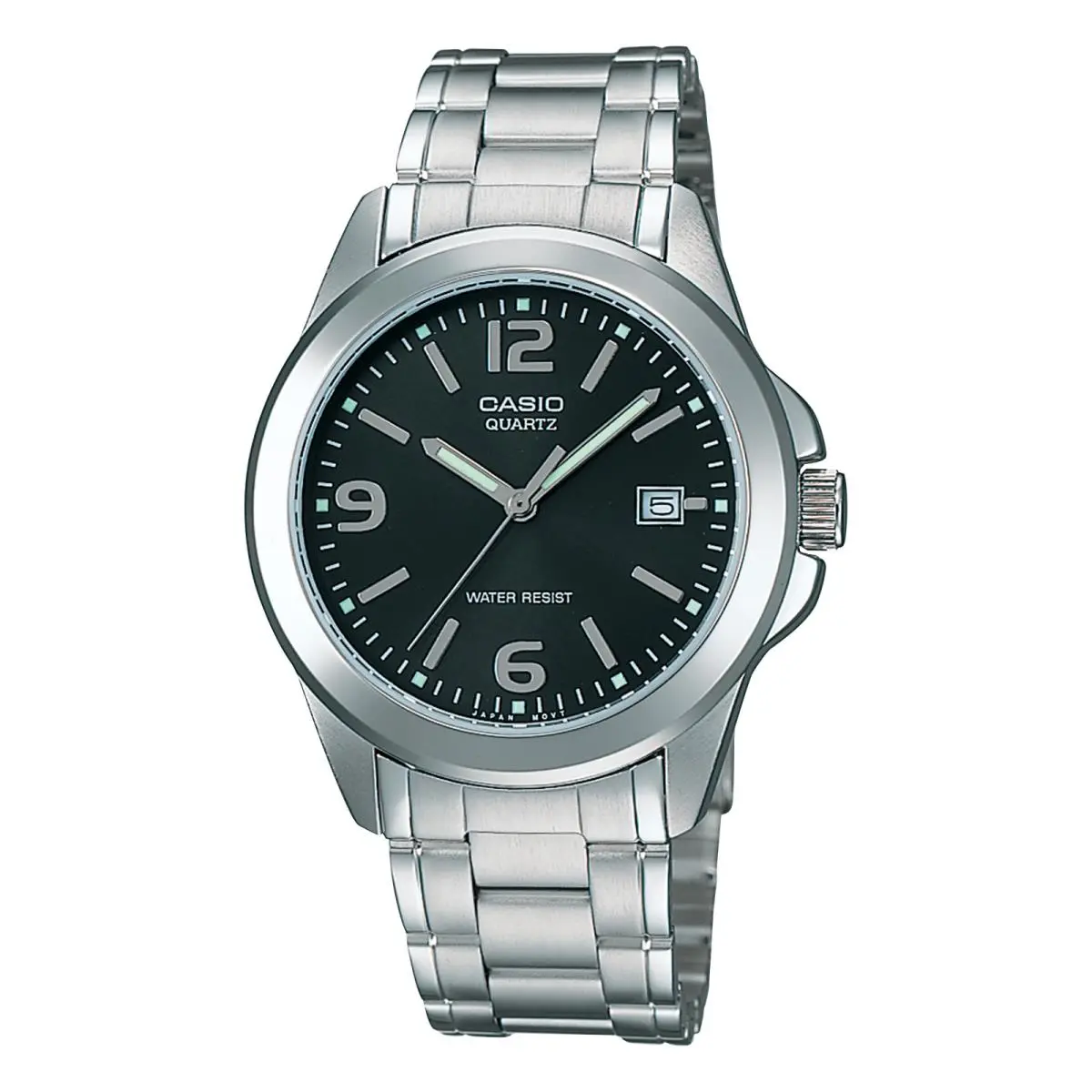 Casio Men`s Analog Watch Black Dial Stainless Steel Band Date Quartz MTP1215A-1A