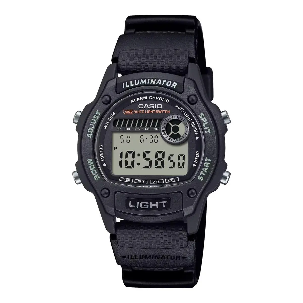 Casio Men’s Black Digital Watch with Gray Dial- W-220H-1AVCF