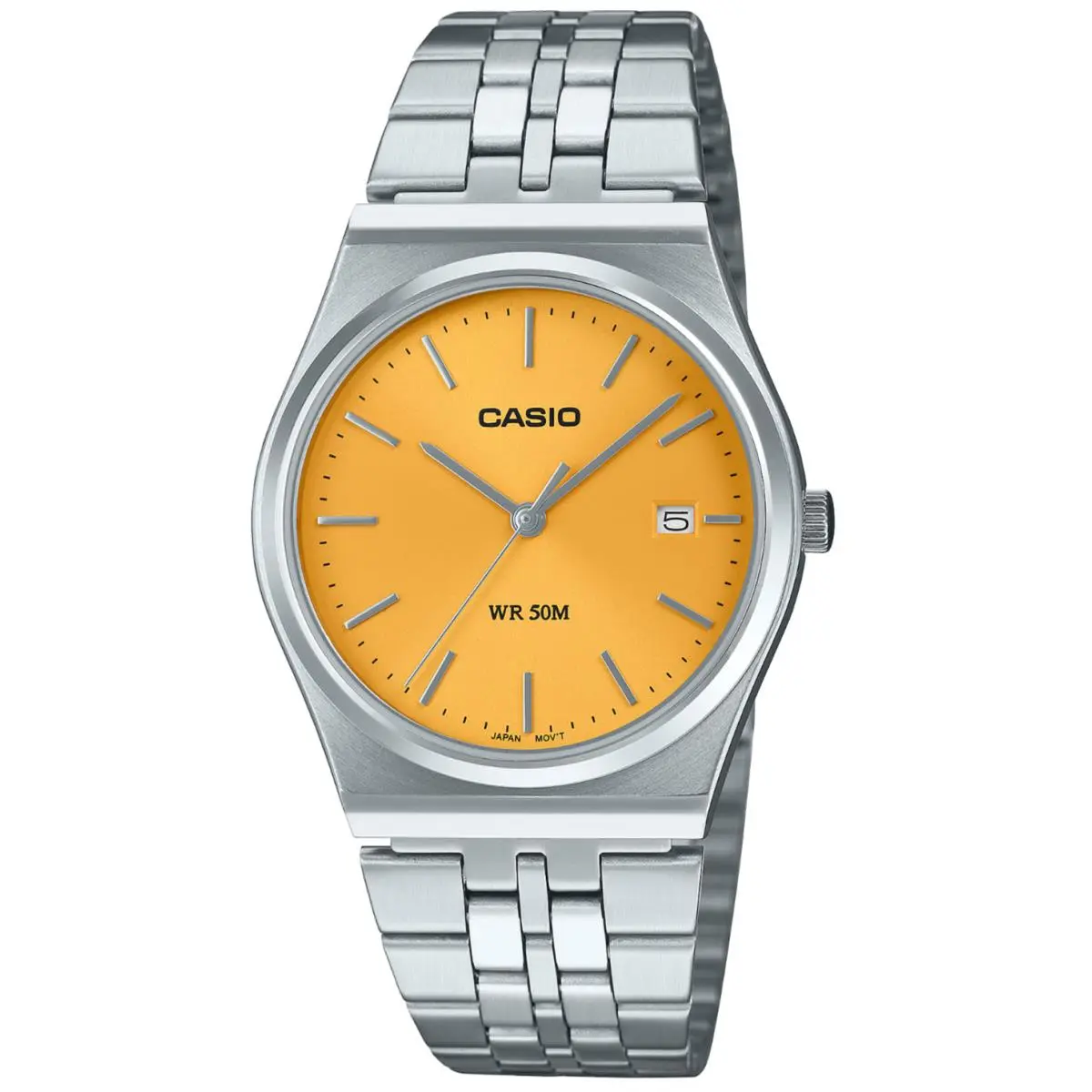 Casio Men`s Stainless Steel Yellow Dial 50M Water Resistant Retro MTP-B145D-9AV