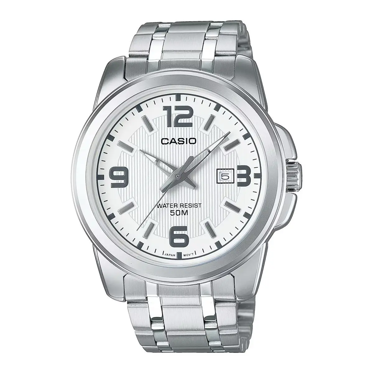 Casio Men’s White Dial Stainless Steel Bracelet Watch - MTP-1314D-7AV
