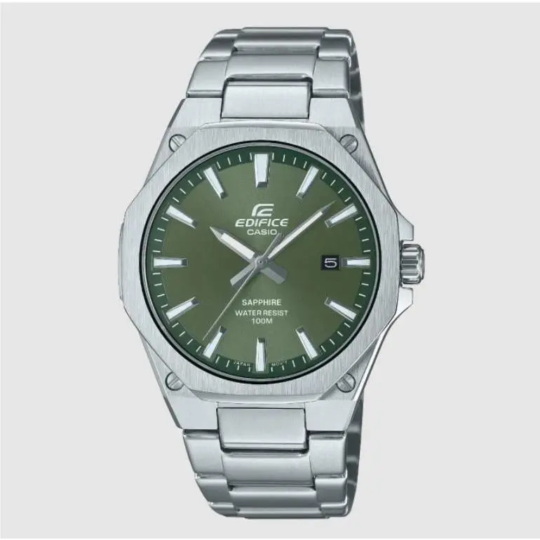Casio Edifice Men`s Slim Green Dial Stainless Steel Watch EFR-S108D-3A