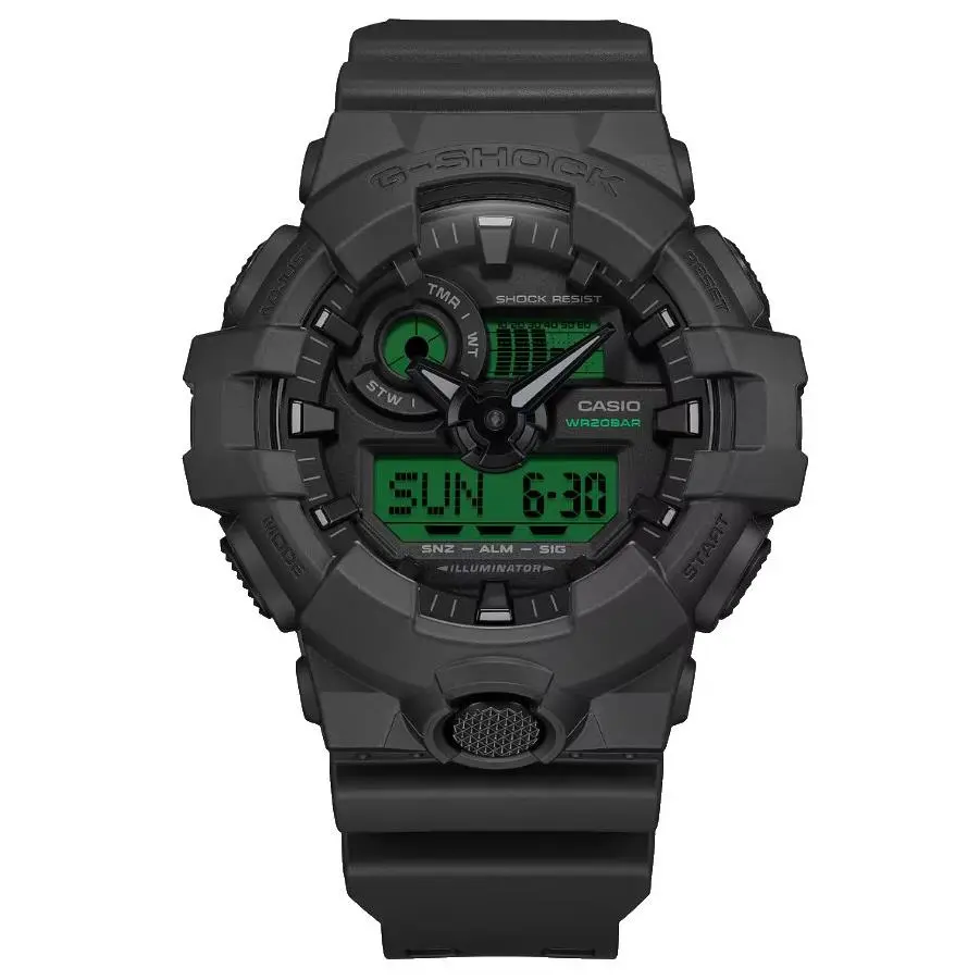 Casio G-shock Analog/digital Black Resin Green Dial Watch GA-700BEG-1A