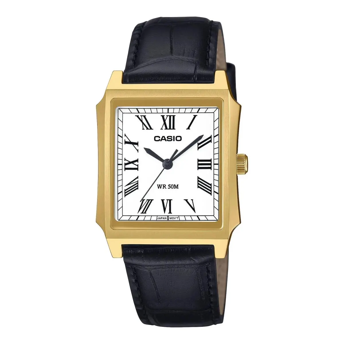 Casio MTP-B190GL-7B Men`s Classic White Dial Brown Leather Strap Watch