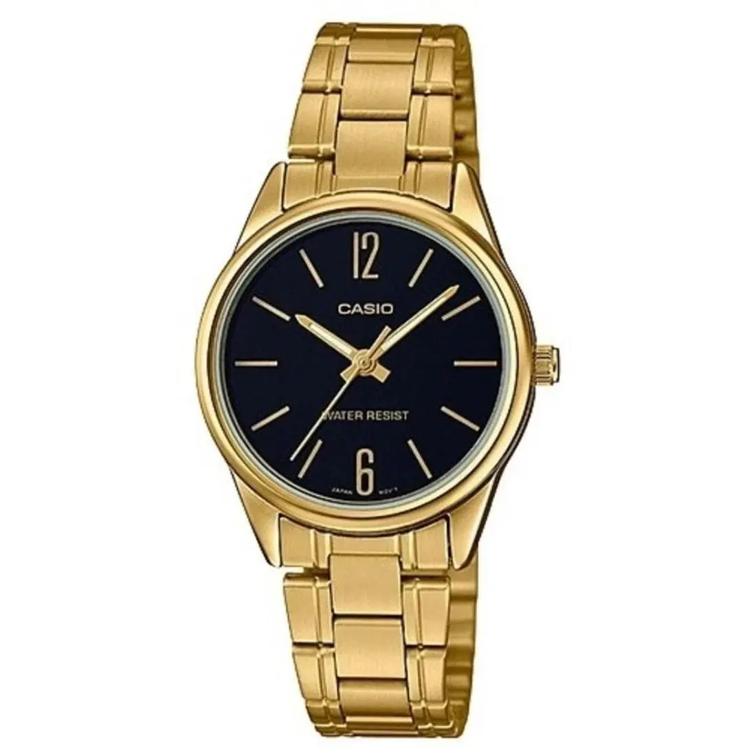 Women`s Gold Watch LTP-V005G-1B Black Dial Stainless Steel by Casio