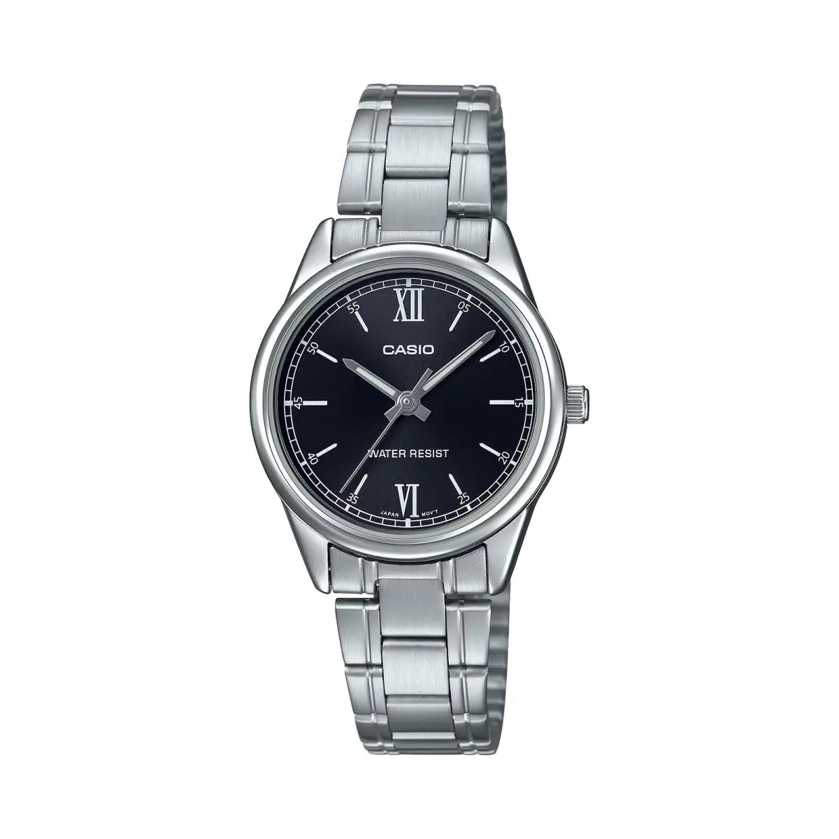 Casio Women’s Silver-tone Analog Watch with Black Dial - LTP-V005D-1B2UDF