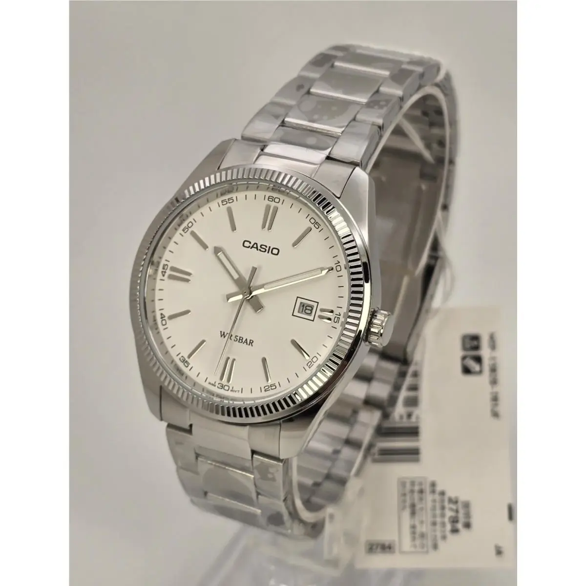 Casio Quartz MTP-1302D-7A1JF 38.5 mm White Dial Satinless Steel Bracelet
