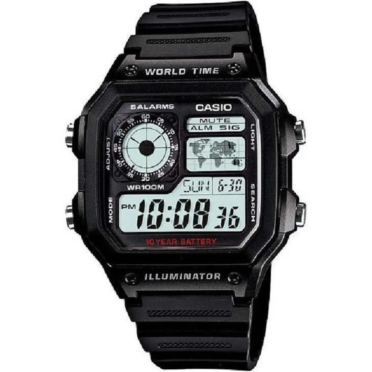 Casio AE1200WH-1A Men`s World Time Digital Watch