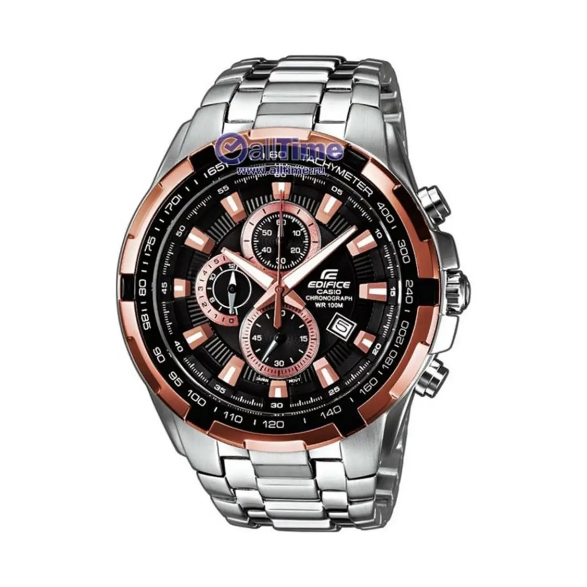 Edifice Men`s Chronograph Black Rose Gold Dial Steel Watch EF-539D-1A5 by Casio