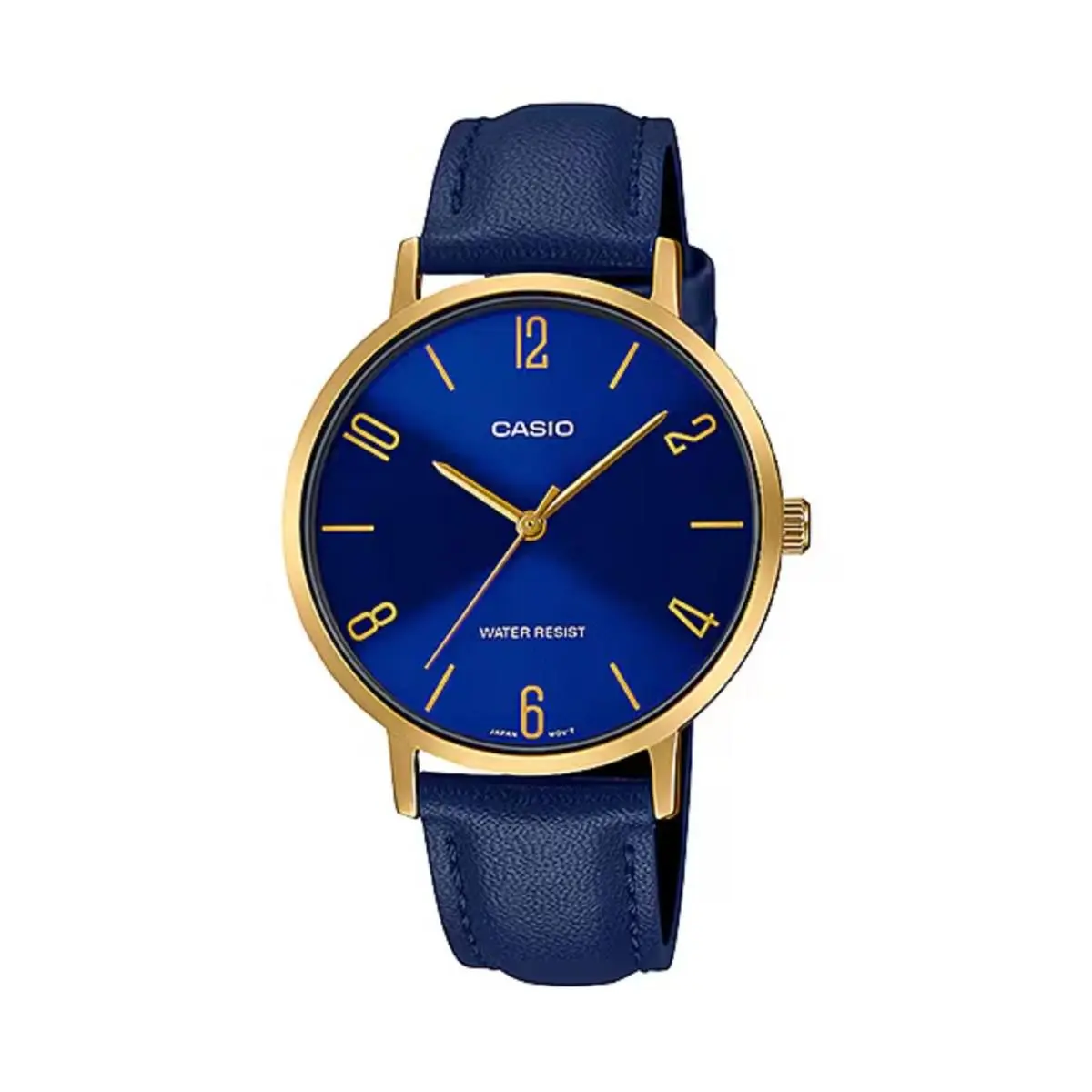 Casio Women’s Gold-tone Watch with Blue Dial and Blue Leather Band