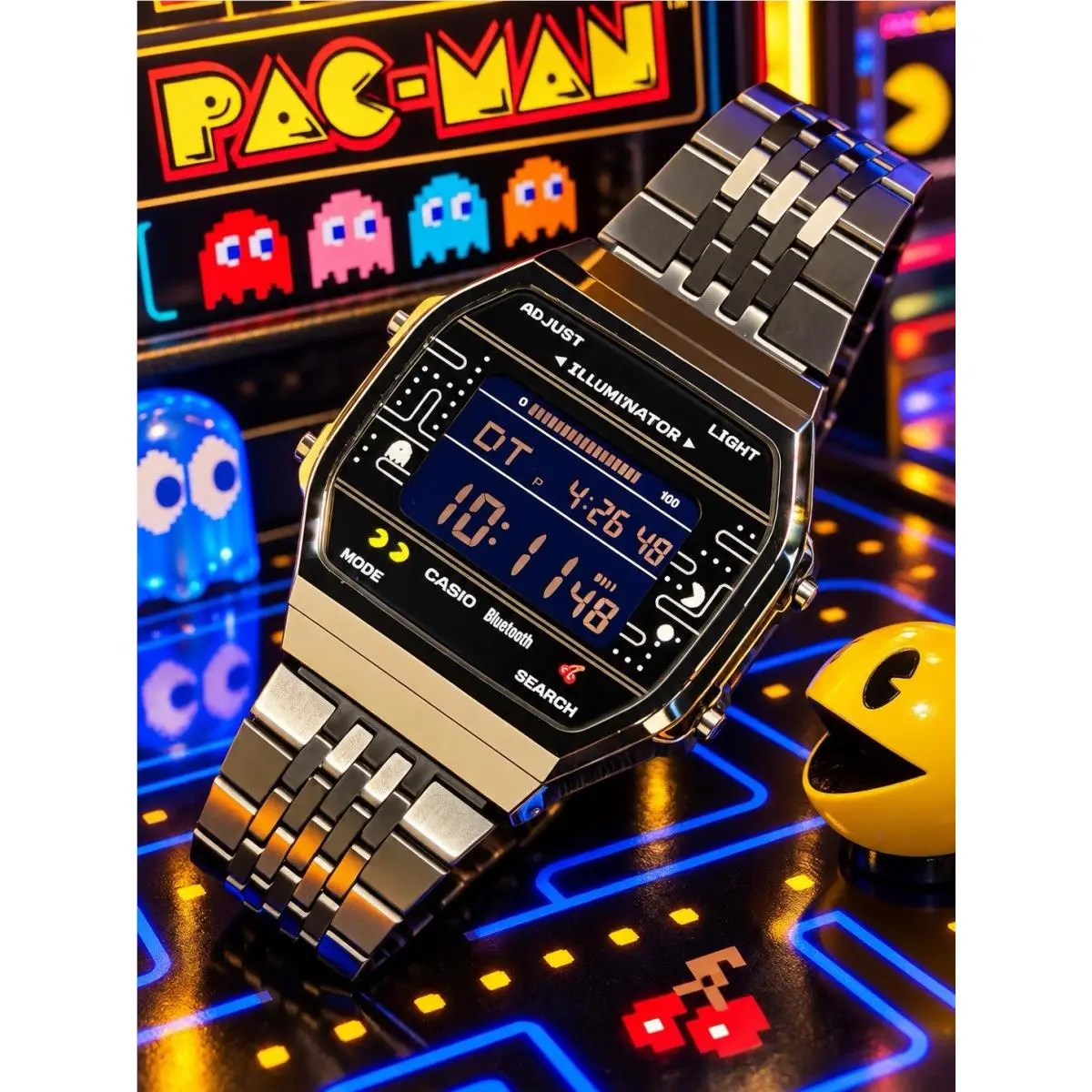 Pac Man 40th Anniversary Watch W/ Box Tags Pouch Mint by Casio