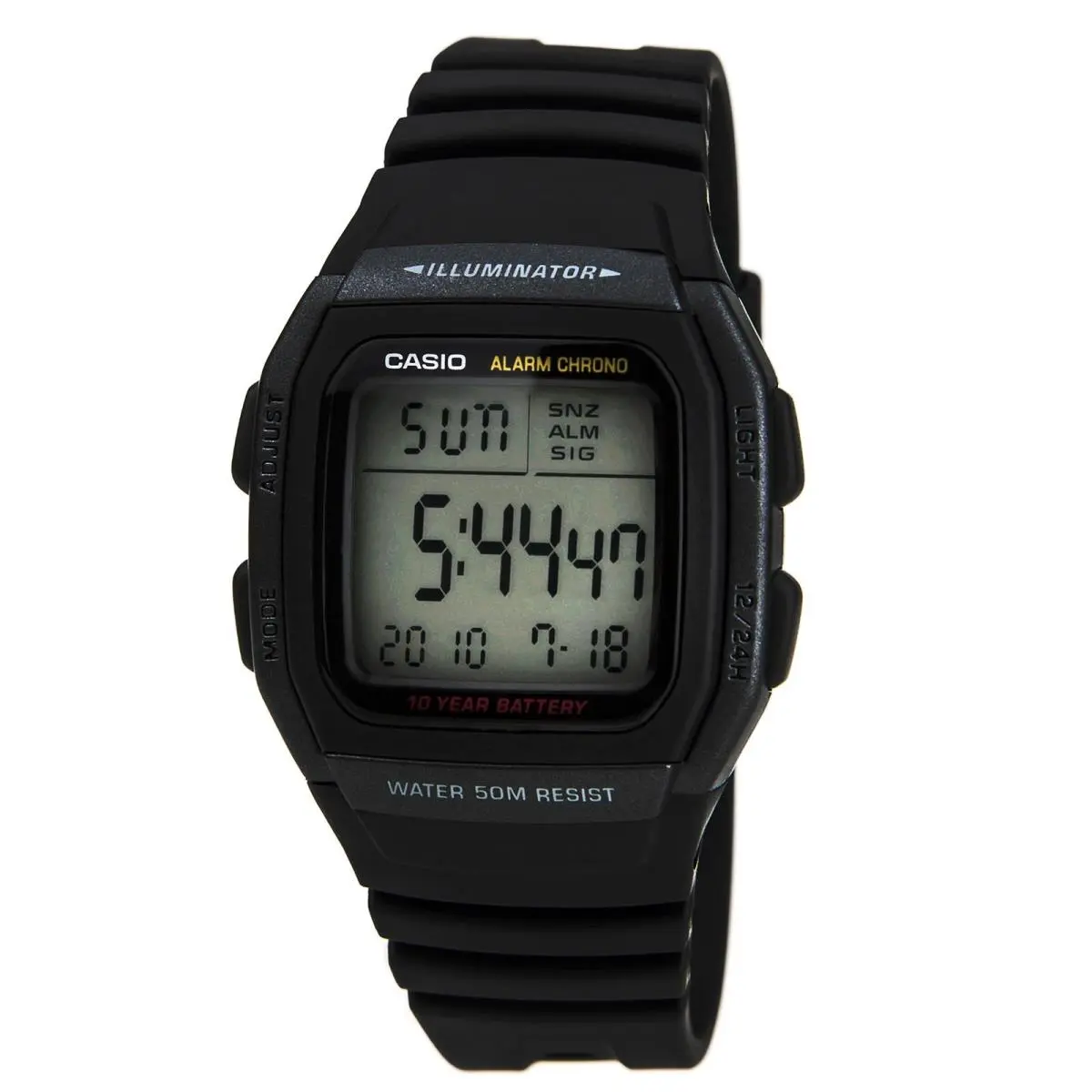 Casio Men`s Watch Classic Sports Alarm Chrono Digital Dial Resin Strap W96H-1B - Dial: Grey, Band: Black