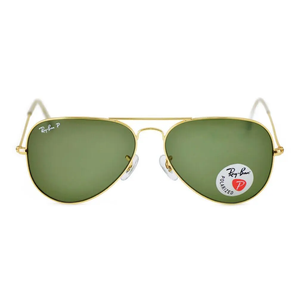 Rayban RB3025 Aviator Classic Gold Frame Green Lens 58mm Polarized Sunglasses