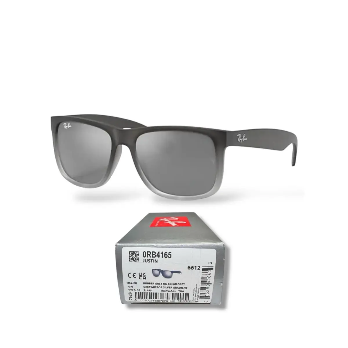 Ray Ban RB4165 852/88 Justin Gray On Clear Gray Gradient Silver Mirror 54-16mm