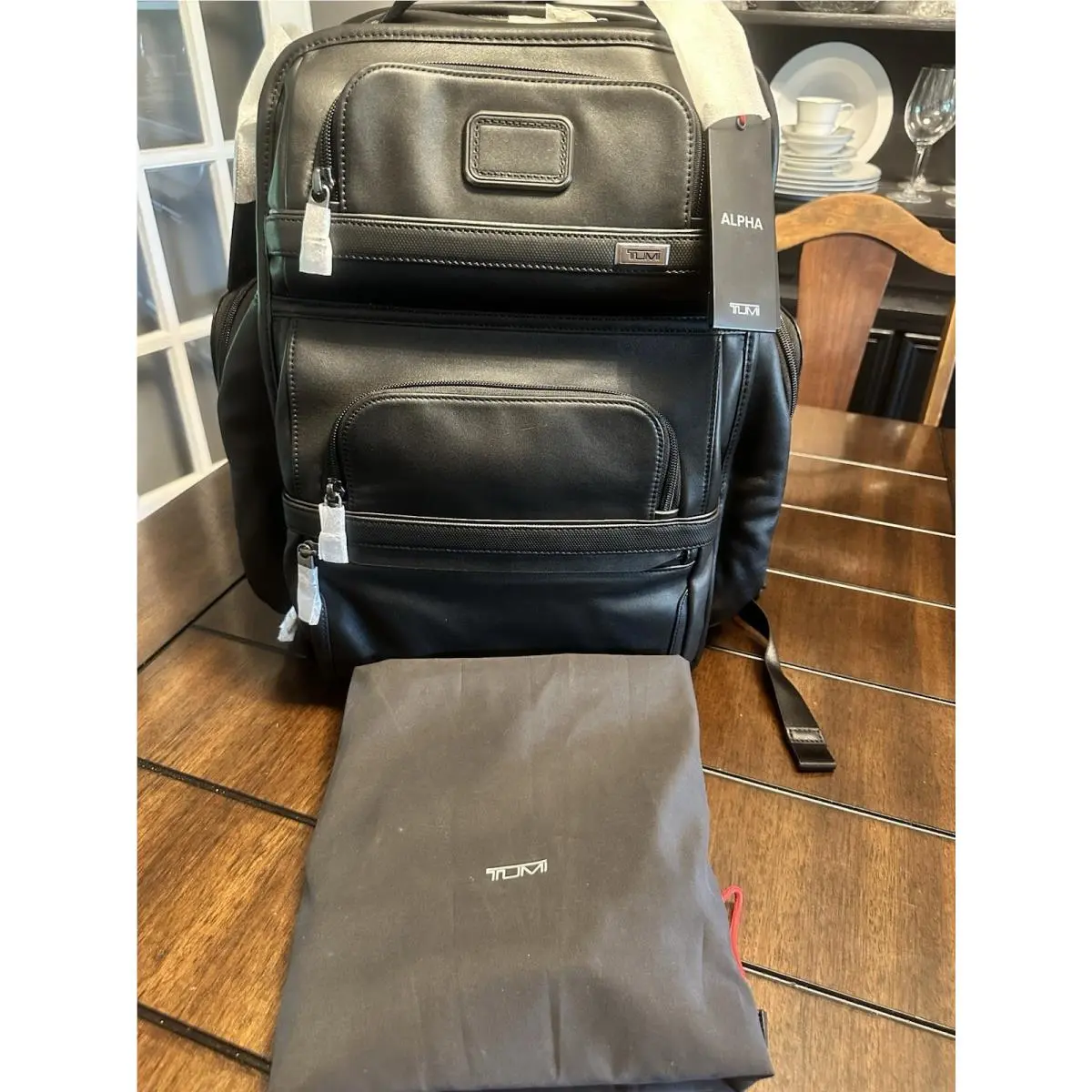 Tumi Black Leather Brief Pack Laptop Backpack 117343-1041