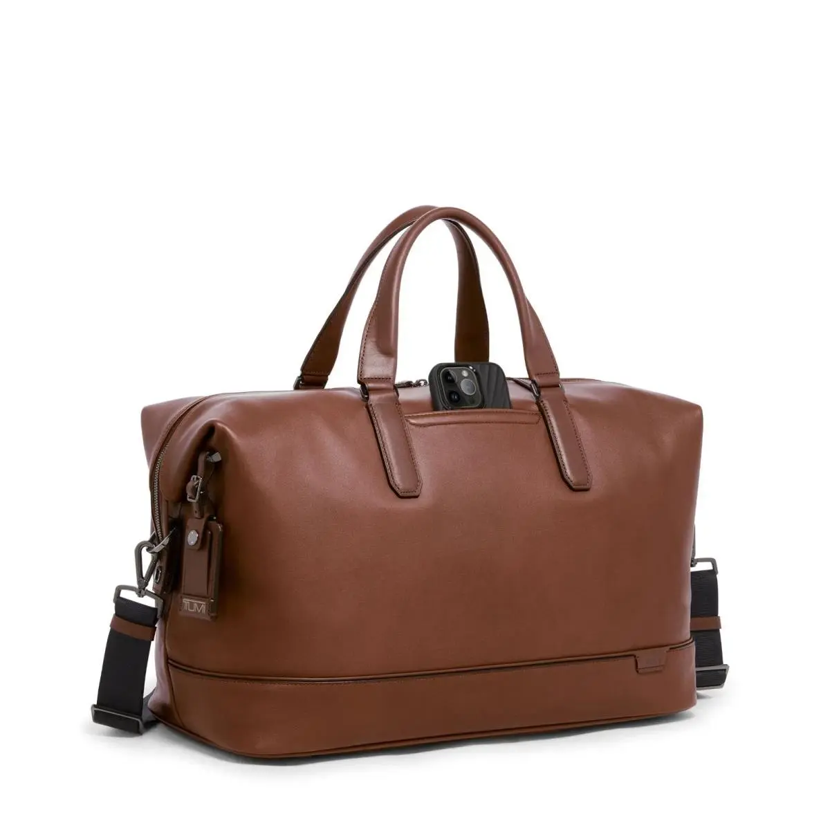 Tumi Harrison Nelson Duffel Cognac Leather Gunmetal Hardware