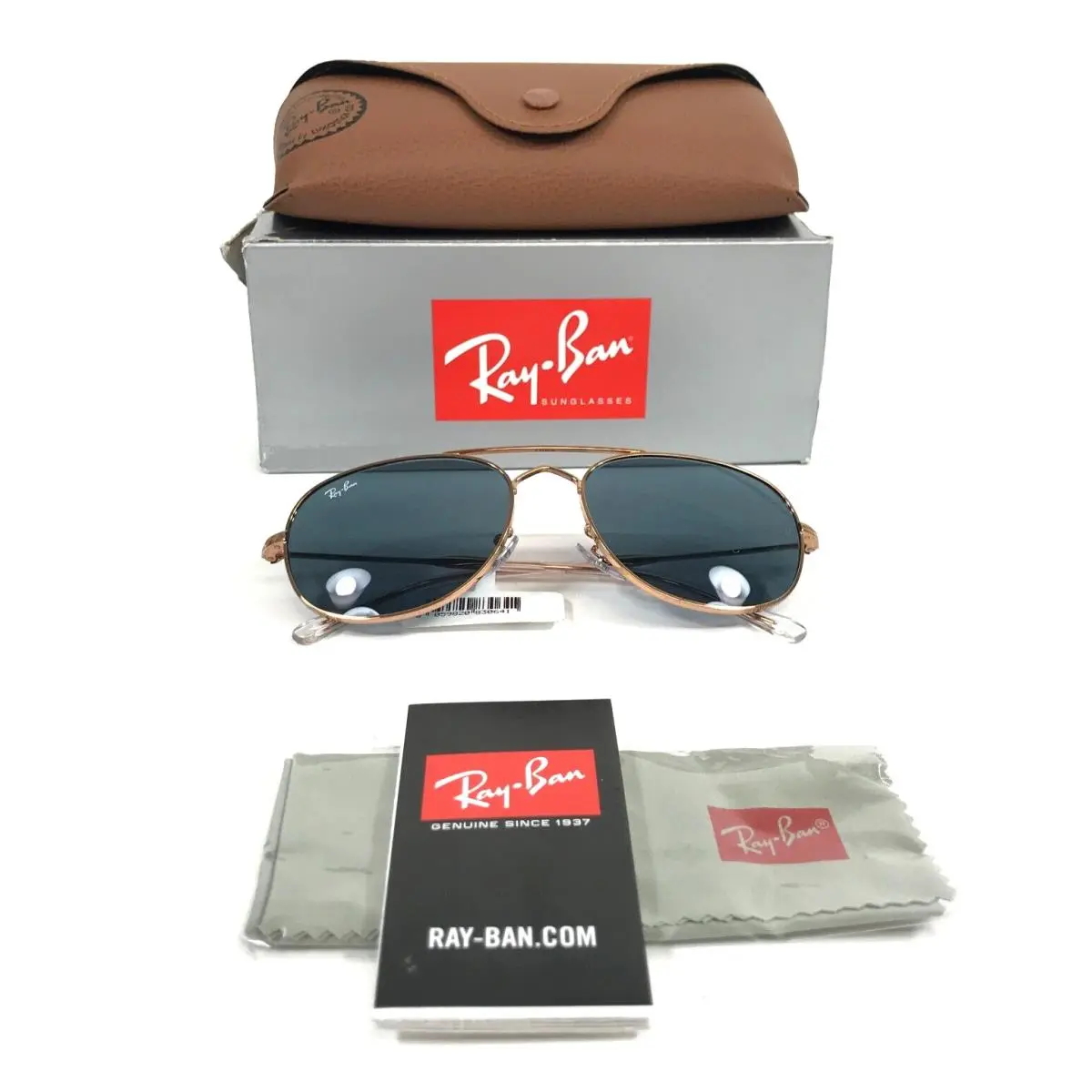 Ray-ban Sunglasses RB3735 Bain Bridge 9202/R5 Rose Gold Frames with Blue Lenses