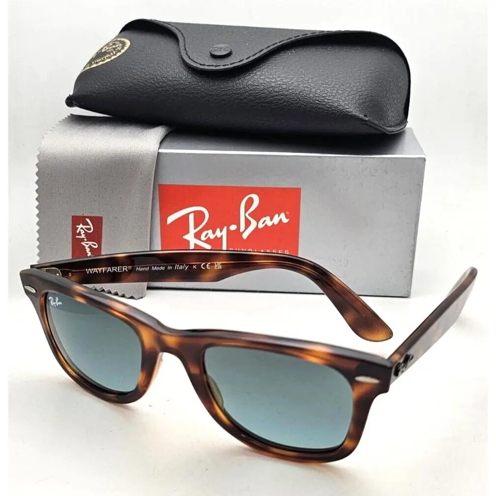 Ray-ban Wayfarer Sunglasses RB 4340 6397/3M 50-22 Red Havana Frames Blue Lenses