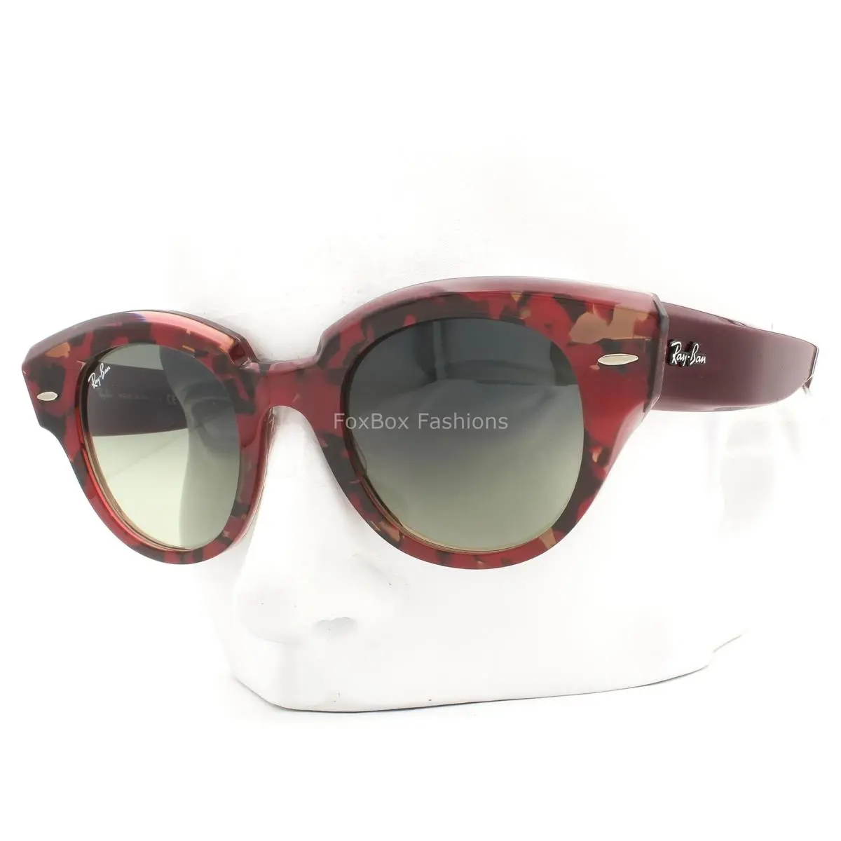 Ray-ban Roundabout Sunglasses RB 2192 1323/BH Red Brown Black Havana W/case