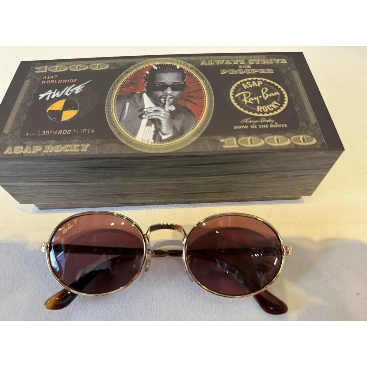 Ray Ban Sunglasses RB3931 001/AF Gold/purple Polarized Lens
