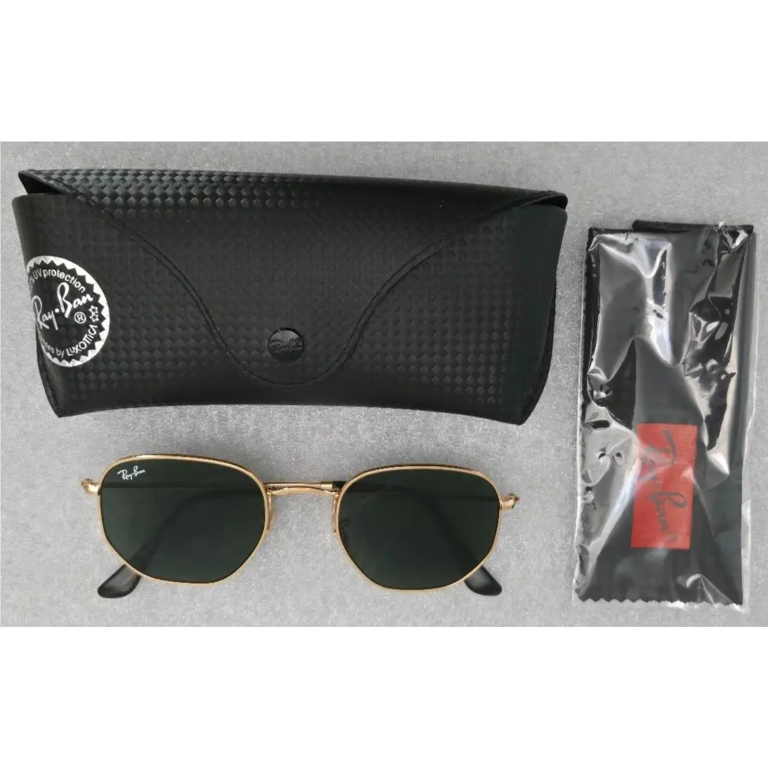 Ray-ban Hexagonal #RB3548-N Ray Ban Hexagonal RB3548-N Sunglasses 145 3N Gold Blue Polarized Made in Italy