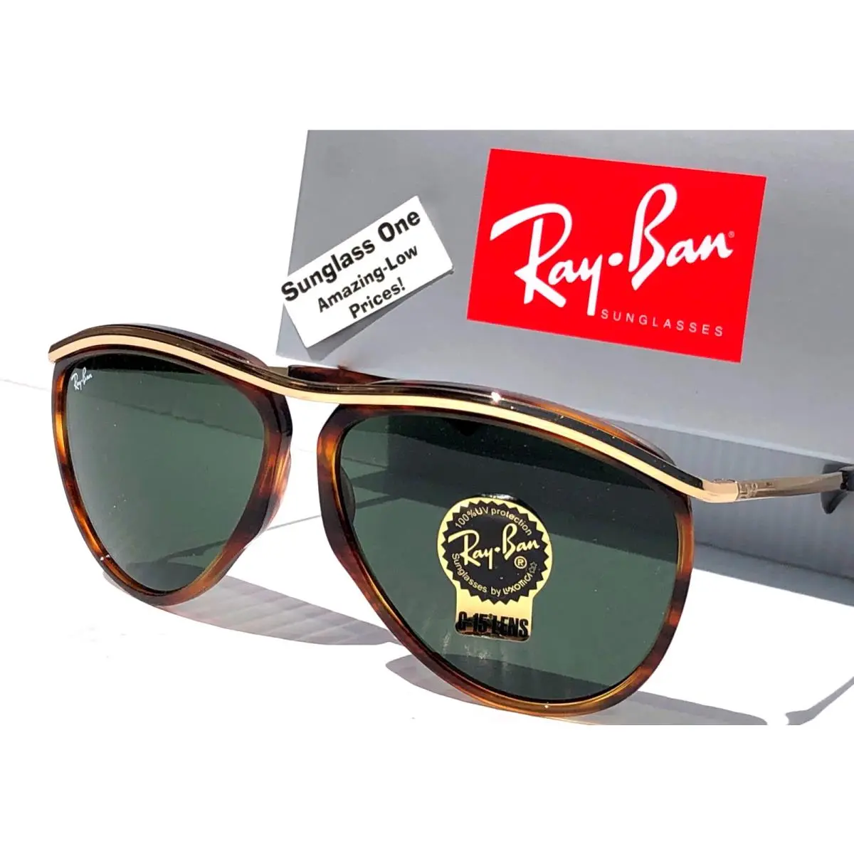 Ray Ban Olympian Aviator Havan Gold Frame G-15 Green Lens Sunglass RB2219 954/31