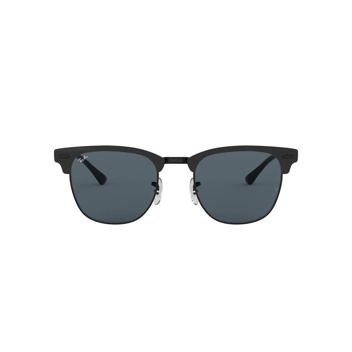 Ray-ban RB3716 Clubmaster Metal 186/R5 51M Large Shiny Black Top Matte/blue