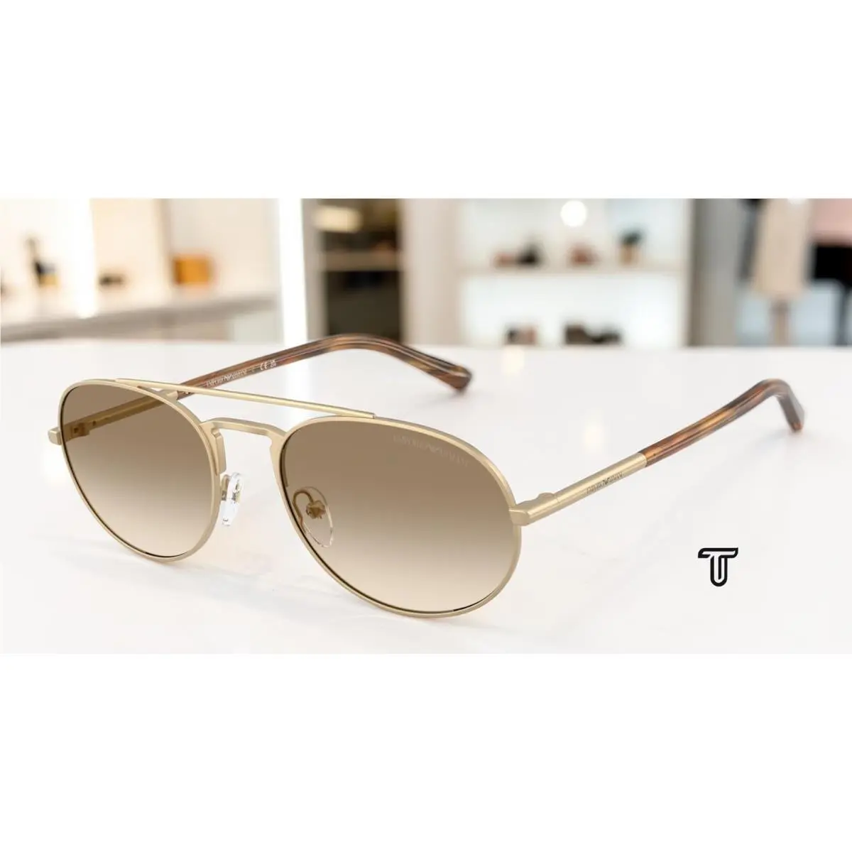 EA2171 300213 Matte Gold Yellow Gradient Brn 57mm Mens Sunglasses by Emporio Armani