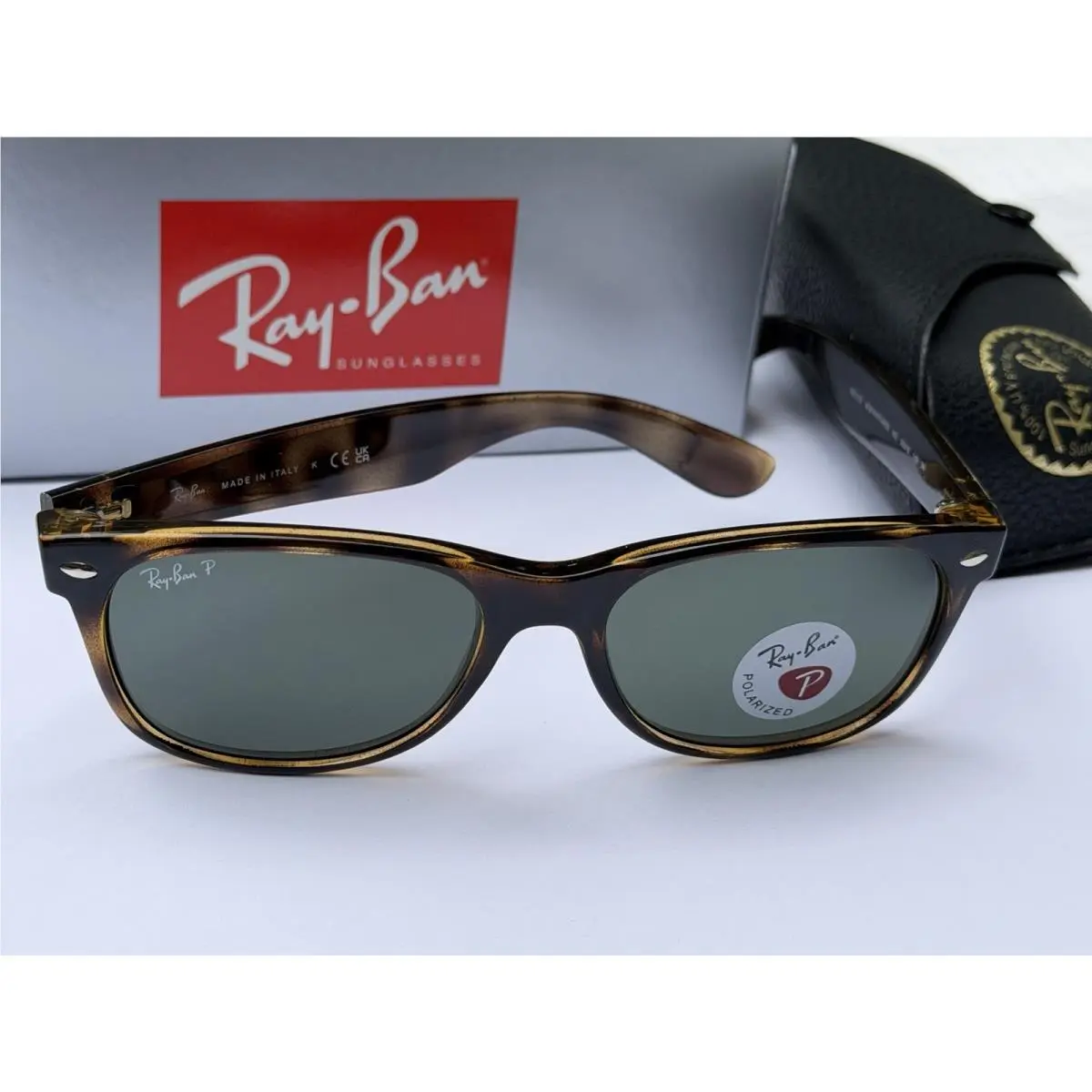Ray-ban New Wayfarer RB2132 Wayfarer 902 Tortoise /polarized Green Sunglasses 55mm