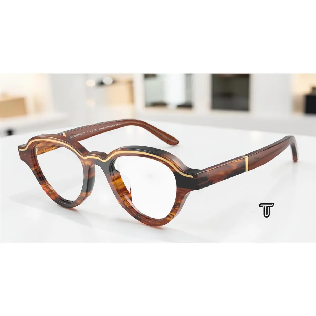 EA4264U 63391W Striped Dark Brown Clear 47 mm Men`s Sunglasses by Emporio Armani