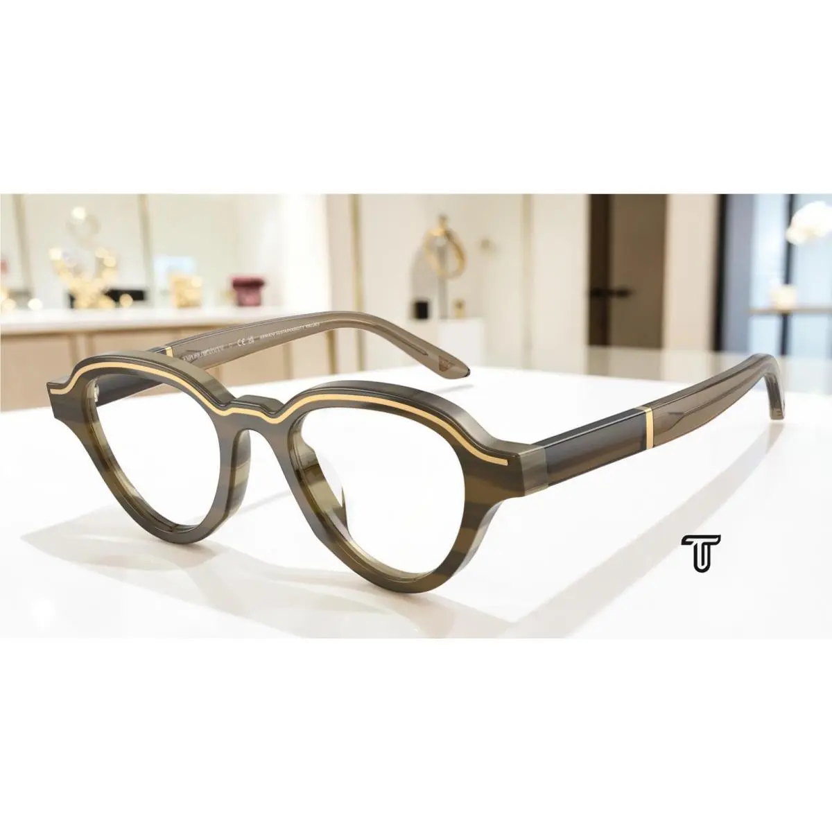 EA4264U 63381W Brown On Striped Beige Clear 47mm Men`s Sunglasses by Emporio Armani