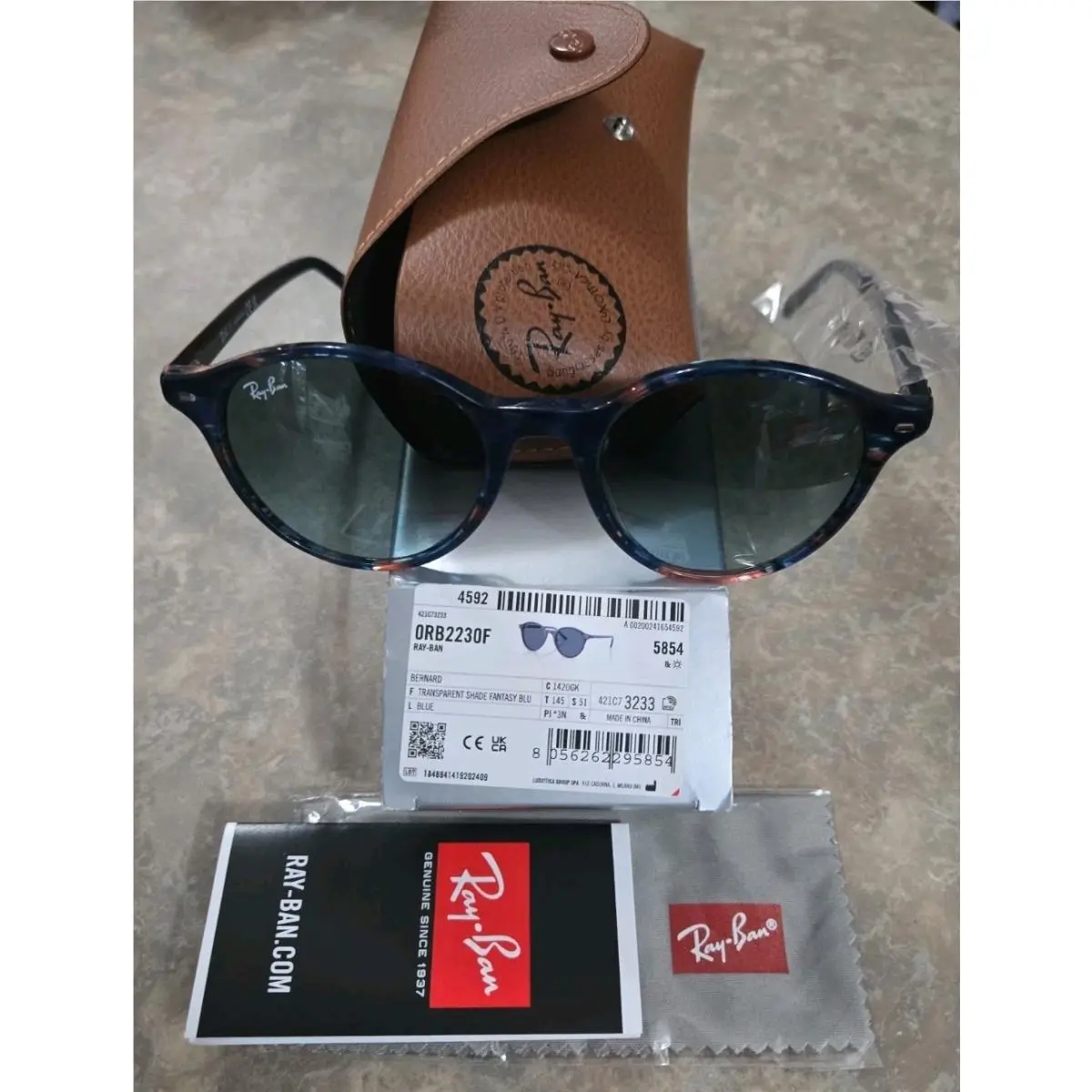 Ray Ban RB2230 Bernard 1420GK Transparent Shade Fantasy Blu Unisex Sunglasses