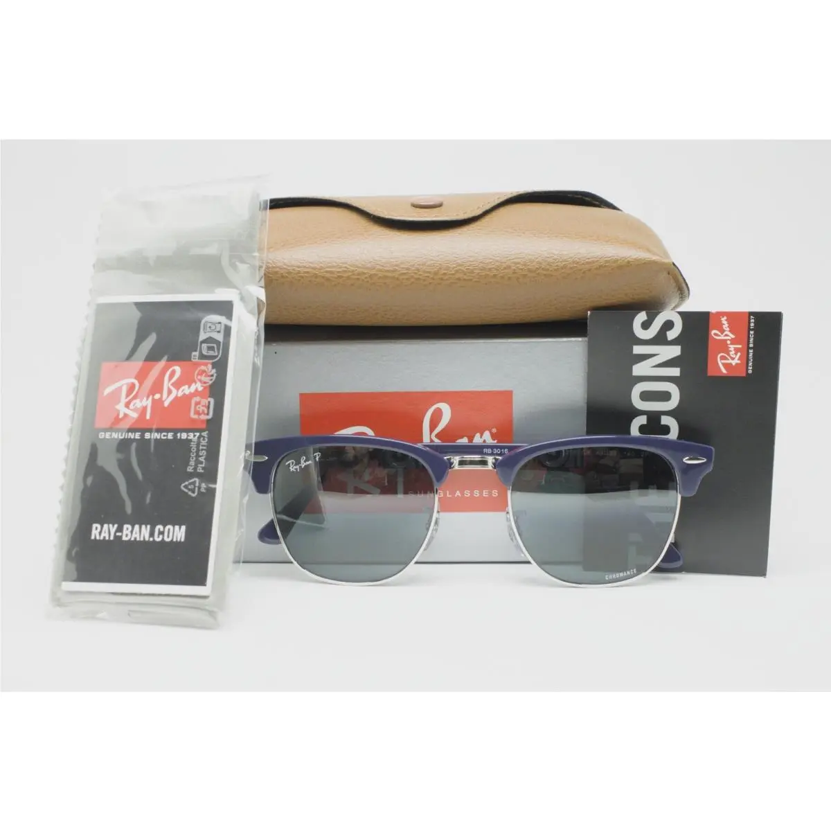 Ray Ban Chromance RB3016 Clubmaster 1366/G6 Polarized Sunglasses