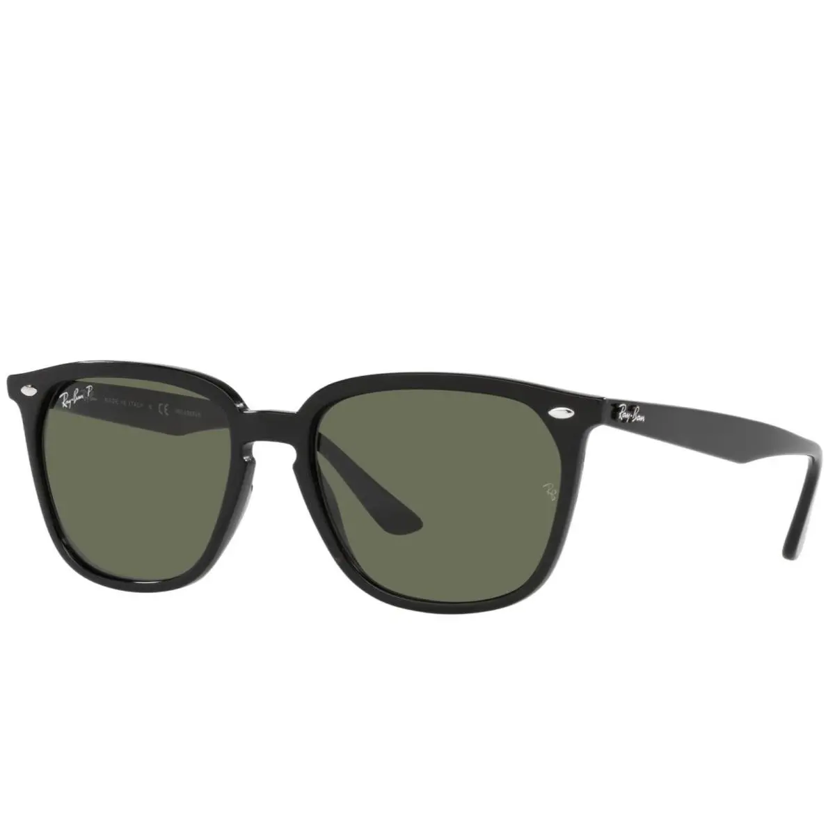 Ray-ban Unisex RB4362 Square Sunglasses Black/dark Green Polarized 55 mm