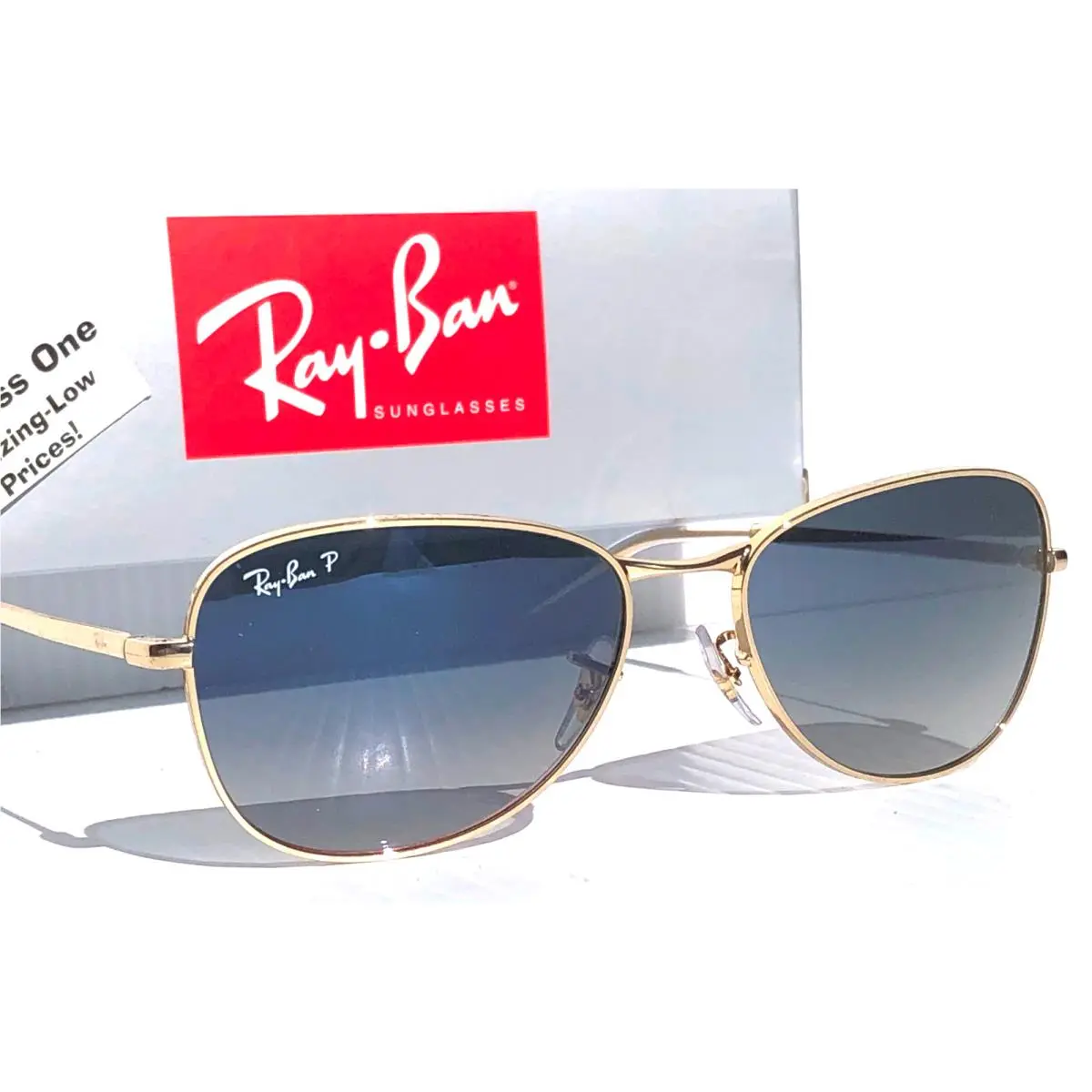 Ray Ban Arista Gold Polarized Blue Gradient Lens Sunglass RB 3733 001/78