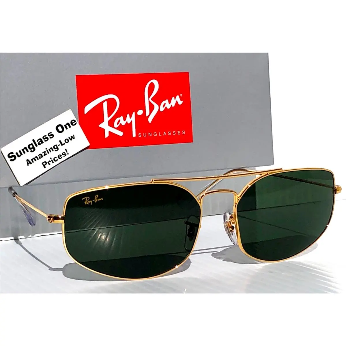 Ray Ban Explorer 5 Legend Gold Metal Green Lens Sunglass RB 3845 9196/31