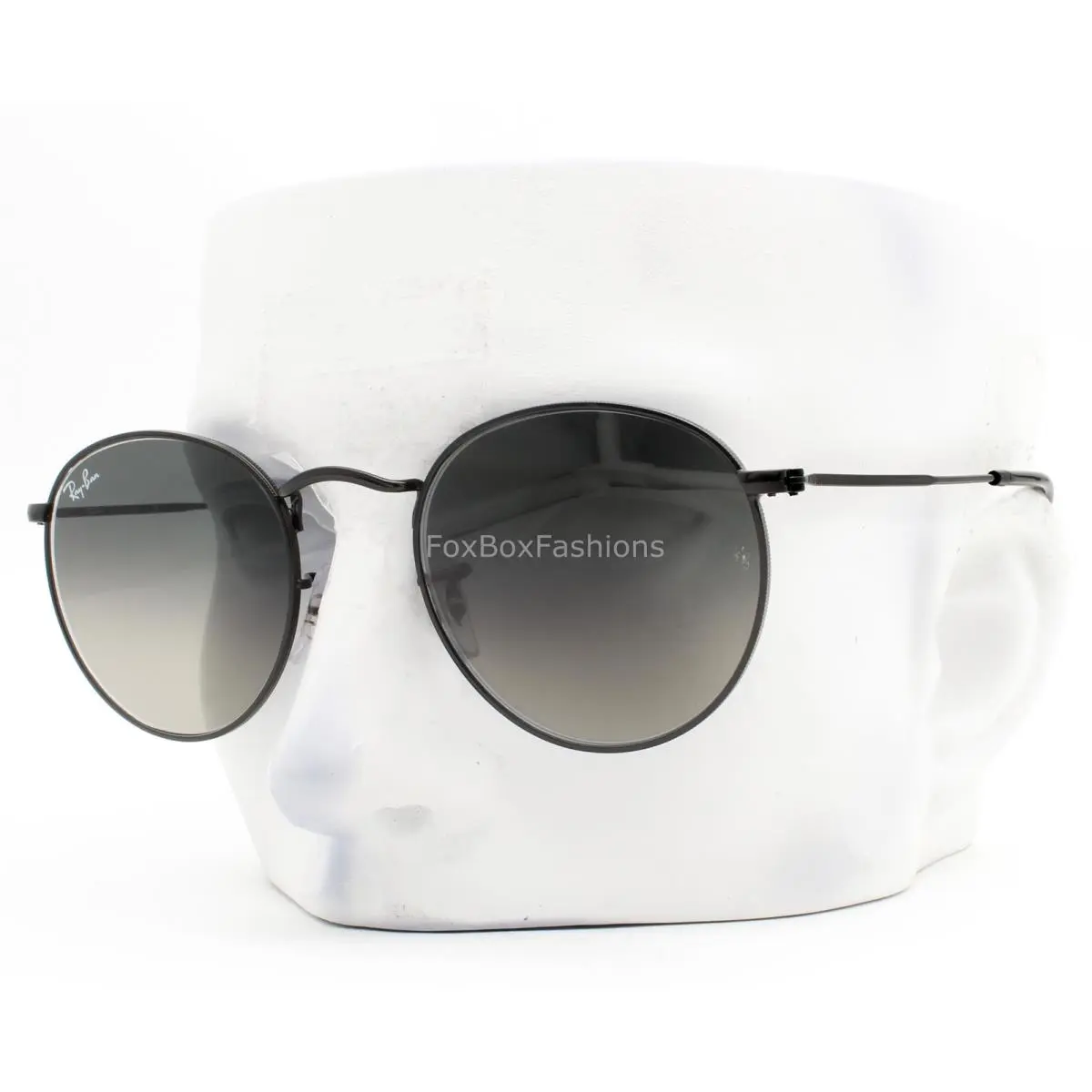 Ray-ban Sunglasses RB3447-N 002/71 Shiny Black Round Flat Gray Glass 50mm W/case