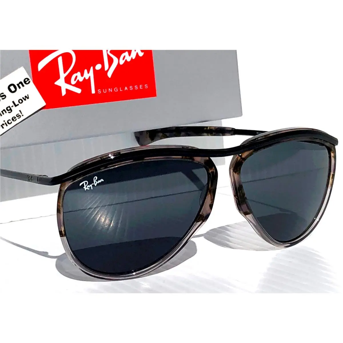 Ray Ban Olympian Aviator Havana Frame Dark Gray Lens Sunglass RB 2219 1286/R5