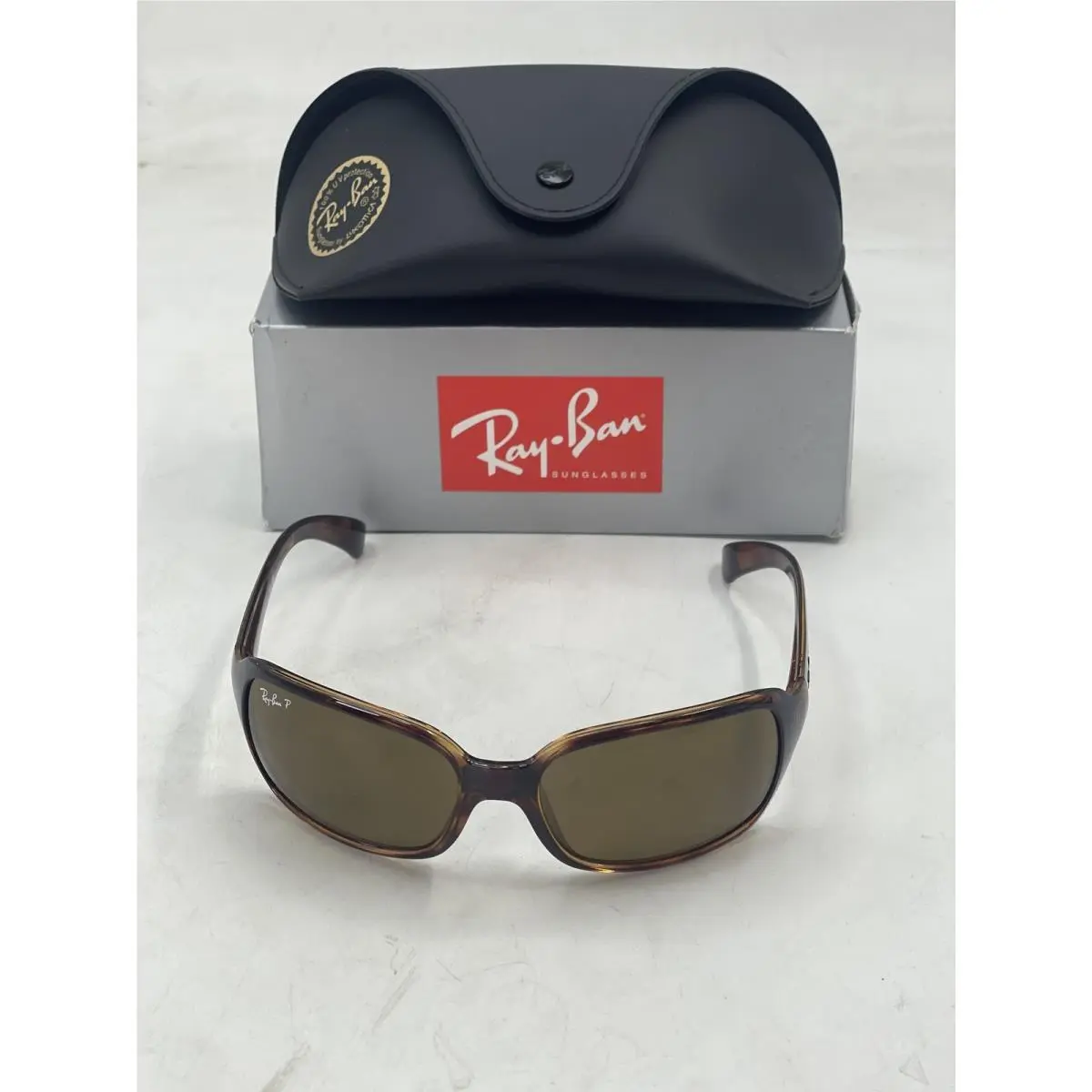 Ray Ban Women`s Square Polarized Sunglasses Polished Havana / Brown