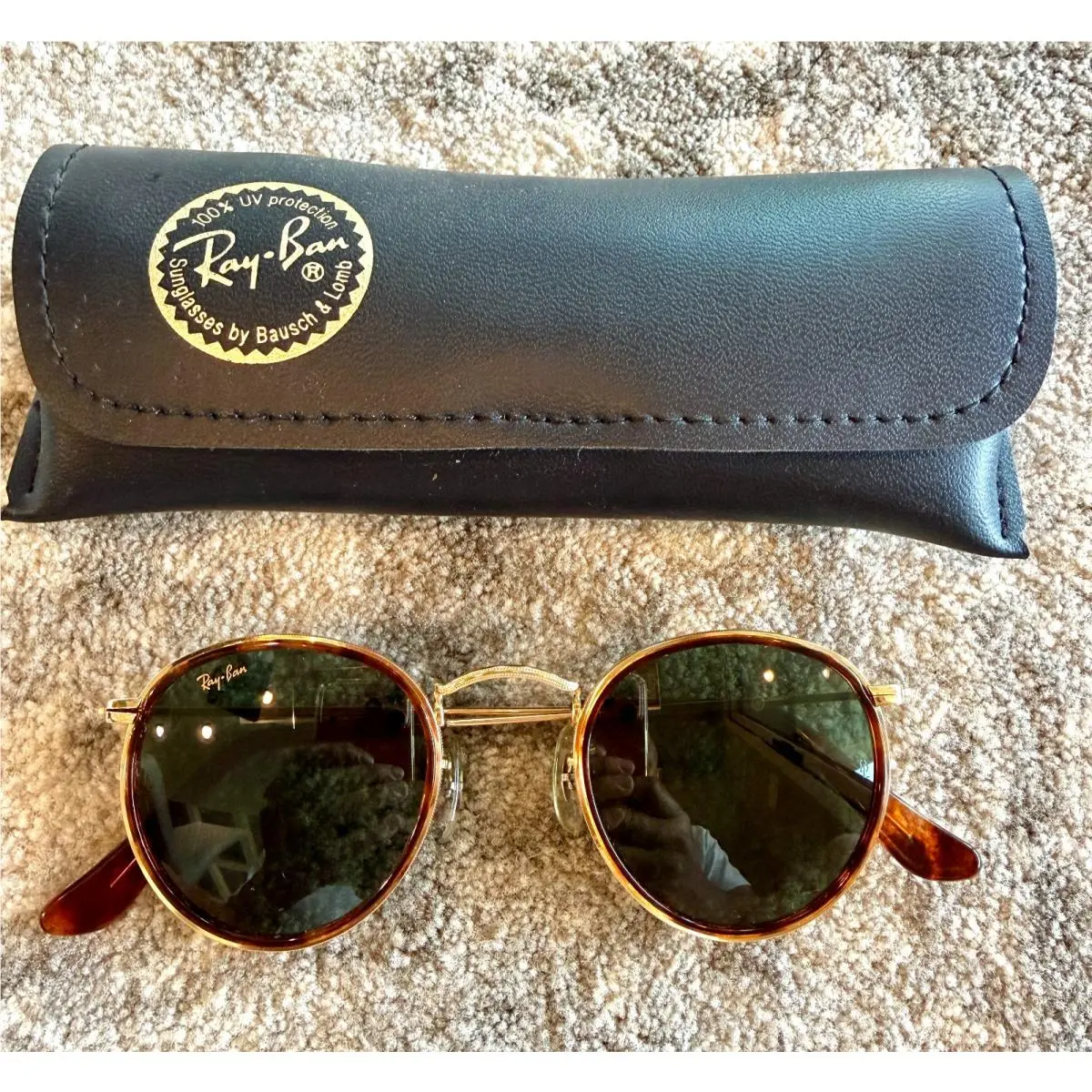 Vintage B L Ray Ban Rayban Gold Round Sidestreet Sunglasses Made IN Usa