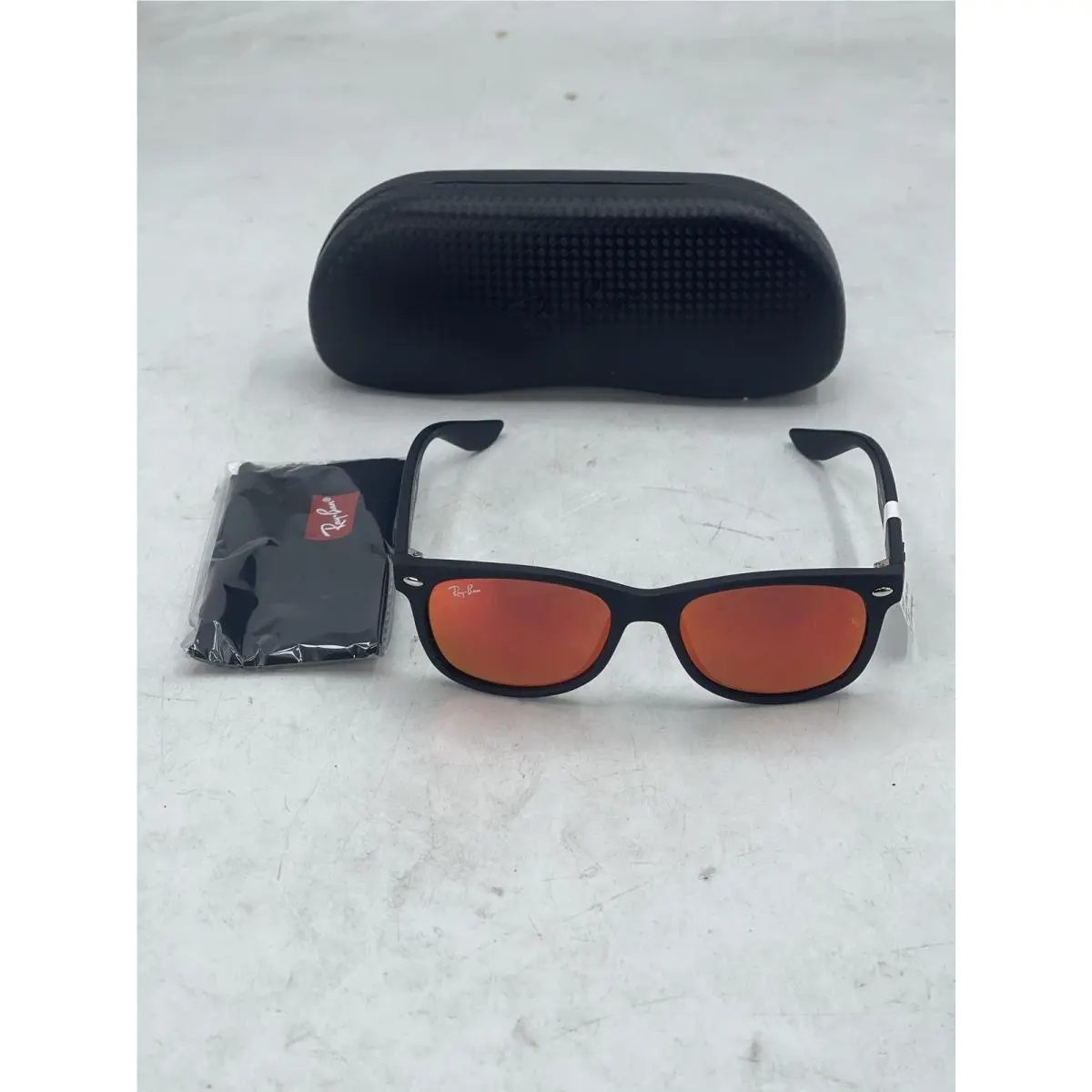 Ray Ban Kids Wayfarer Sunglasses Matte Black/orange Mirror