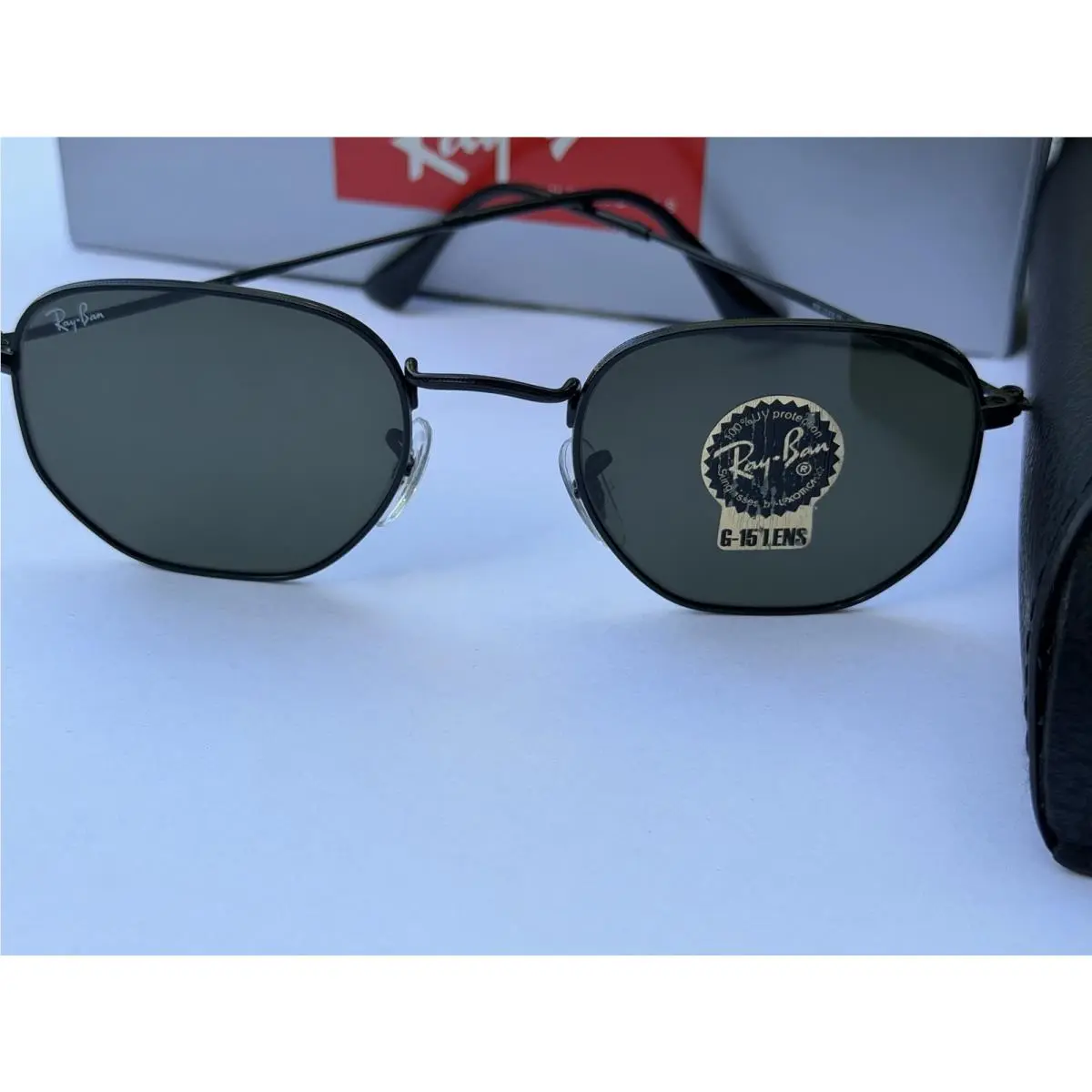 Ray-ban RB3548N 002 Polished Black Hexagonal Green G-15 Sunglasses 51mm