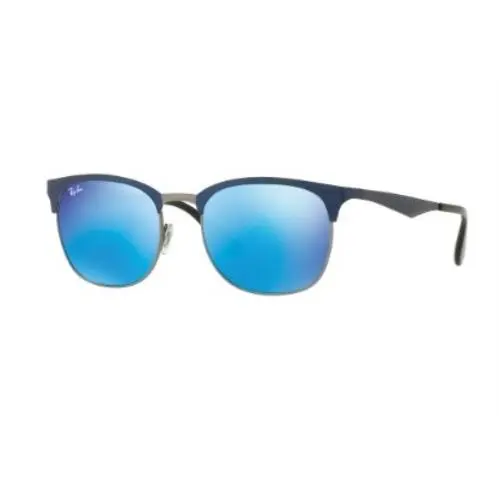 Ray-ban RB3538 189/55 Polished Blue Square Mirror Sunglasses 53-19-145
