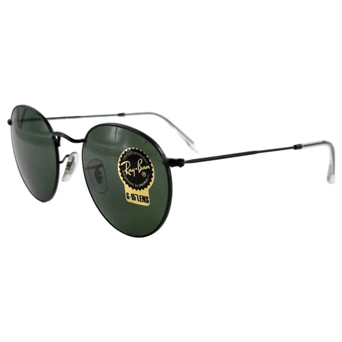 Ray Ban RB3447 Unisex Round Metal Sunglass 919931 Black w G15 53-21 Italy w Case
