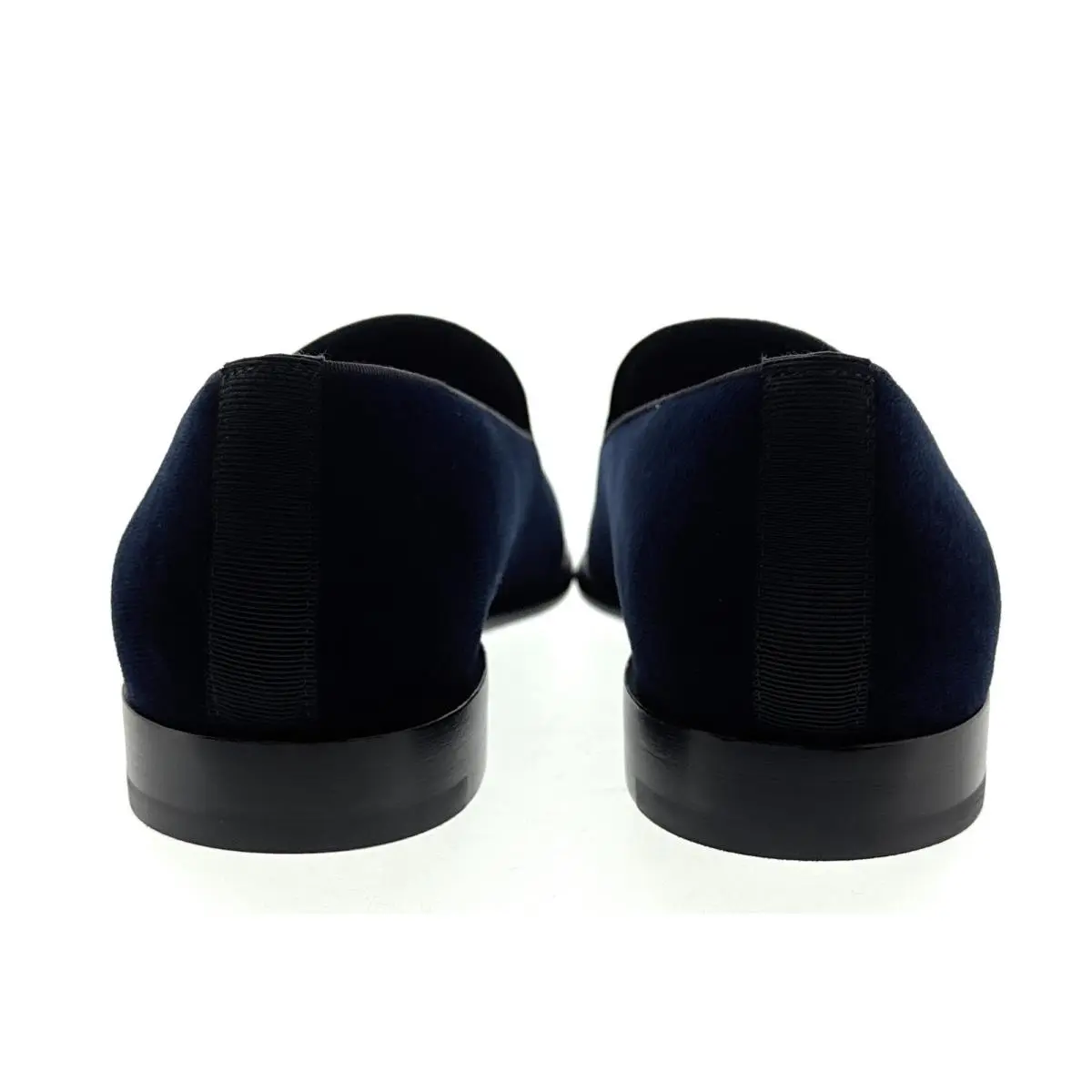 Dolce Gabbana Navy Velvet Loafers with Leather Sole – Luxury Formal