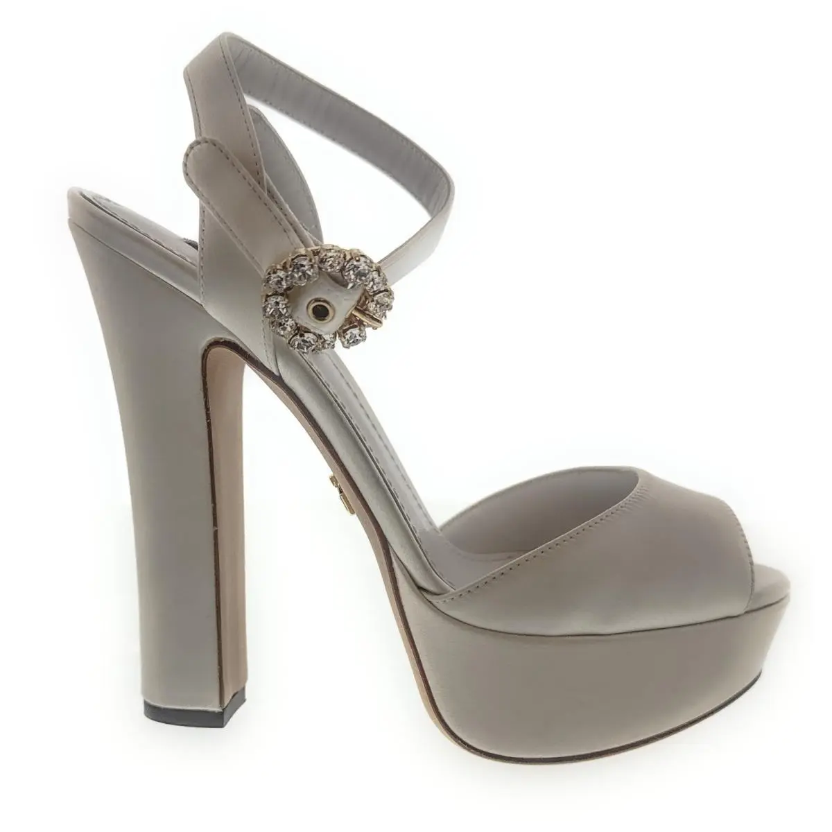 Dolce Gabbana Crystal-embellished Satin Bridal White Platform Sandals-EU36