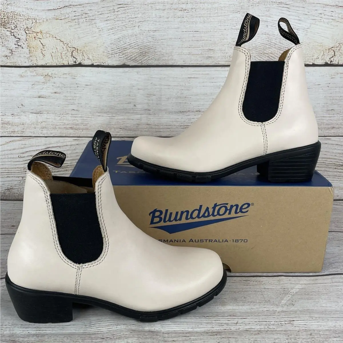 Blundstone 2160 Womens AU 4.5 US 7.5 Elastic Sided Heel Boots Pearl Ivory