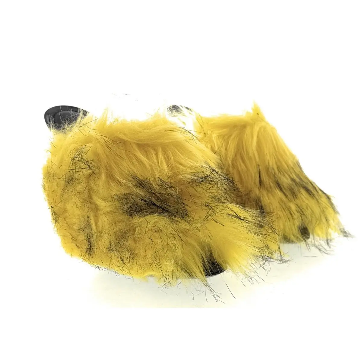 Dolce Gabbana Yellow Feather Mule Sandals with Black Accents-EU35