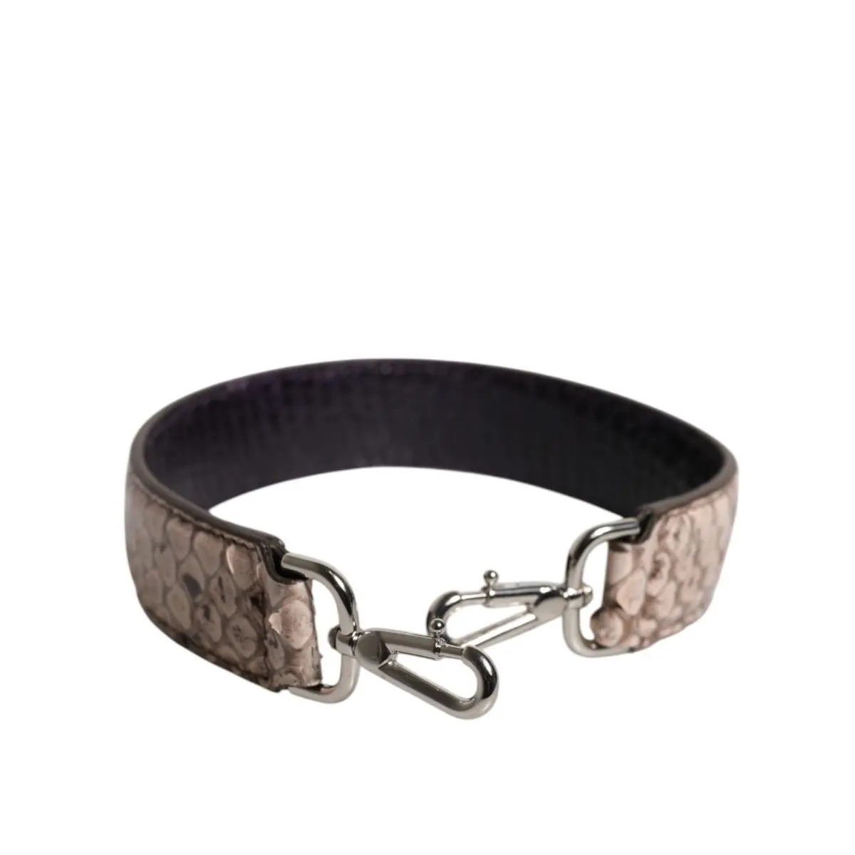 Dolce Gabbana Black Cream Exotic Leather Bag Shoulder Strap