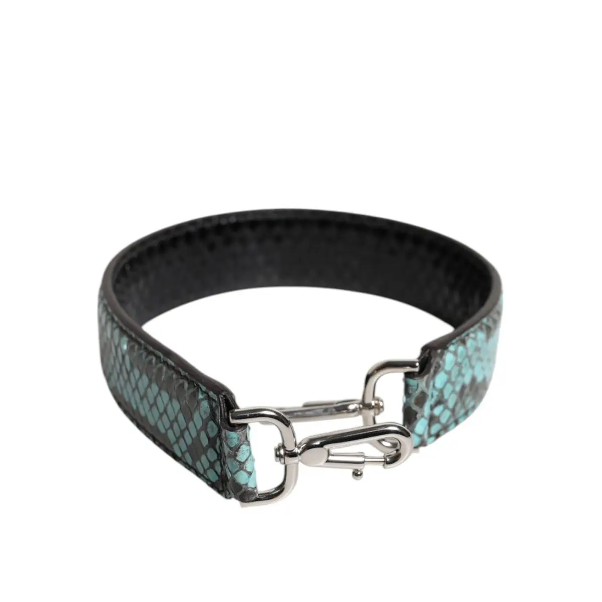Dolce Gabbana Black Blue Exotic Leather Bag Shoulder Strap