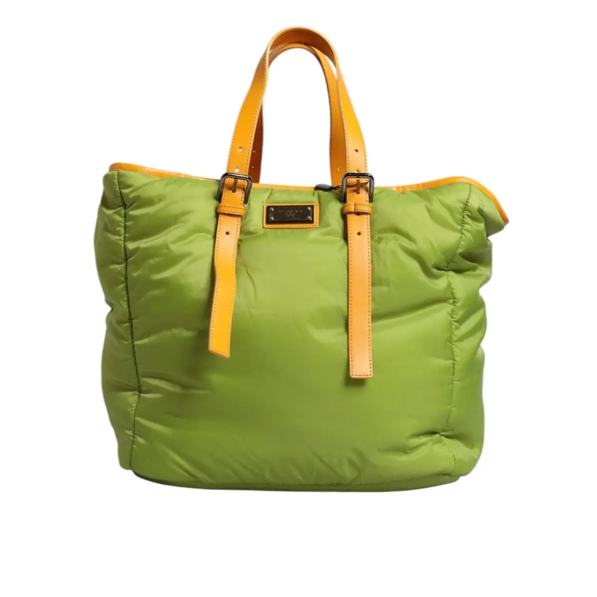 Dolce Gabbana Green Nylon Padded Logo Plaque Tote Crossbody Bag by Dolce & Gabbana